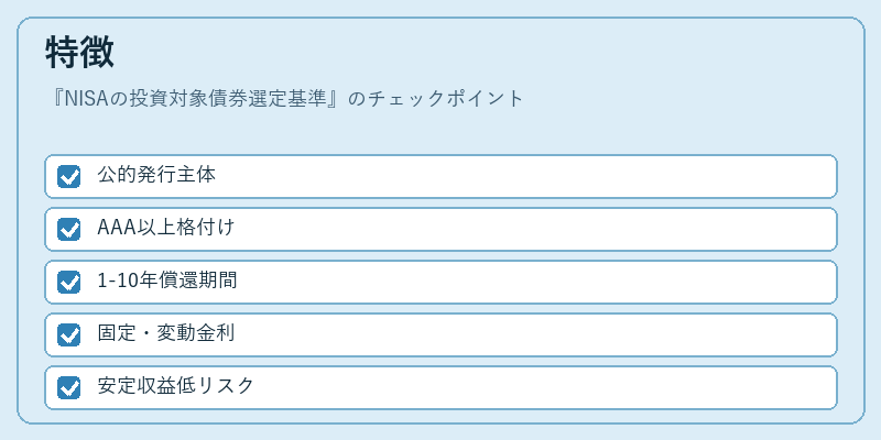 特徴(NISAの投資対象債券選定基準)の図解