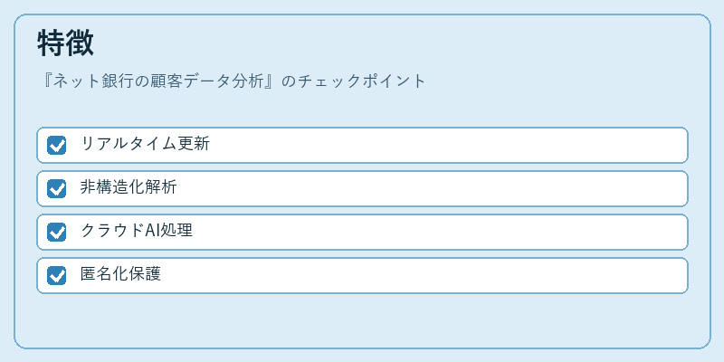 特徴（ネット銀行の顧客データ分析）の図解