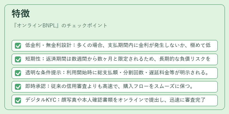 特徴(オンラインBNPL)の図解