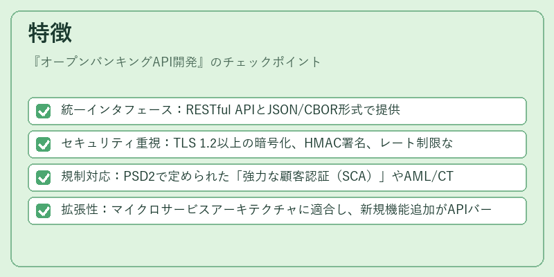 特徴（オープンバンキングAPI開発）の図解