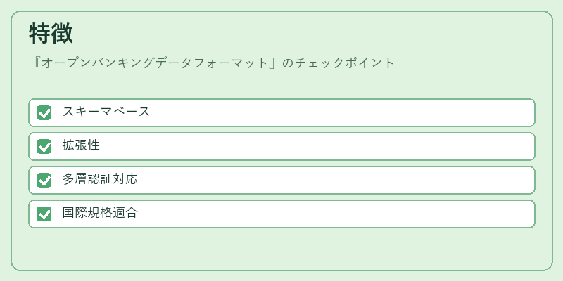 特徴（オープンバンキングデータフォーマット）の図解