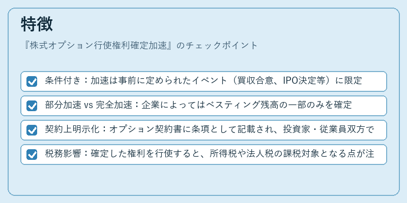 特徴（株式オプション行使権利確定加速）の図解