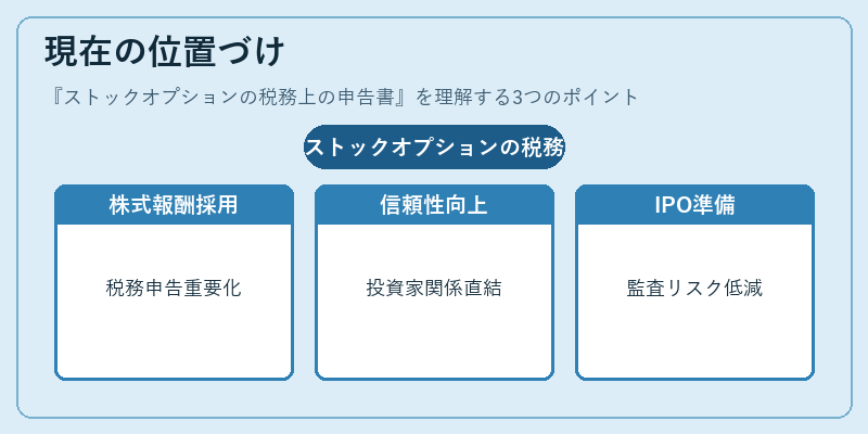 現在の位置づけ（ストックオプションの税務上の申告書）の図解