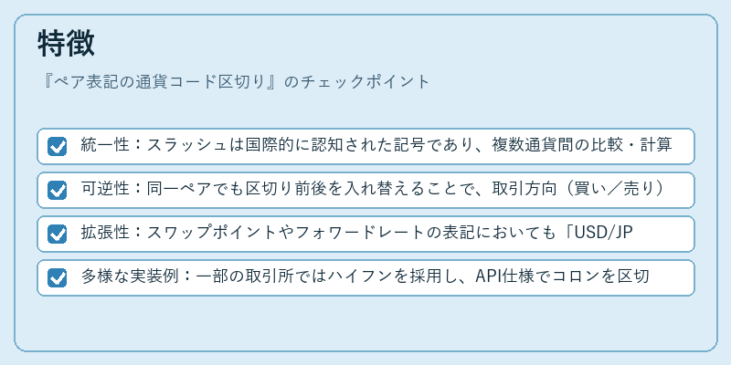 特徴(ペア表記の通貨コード区切り)の図解