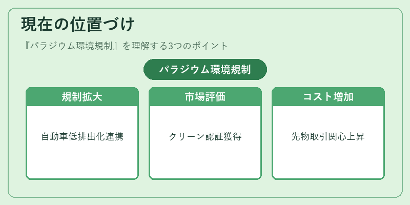 現在の位置づけ（パラジウム環境規制）の図解
