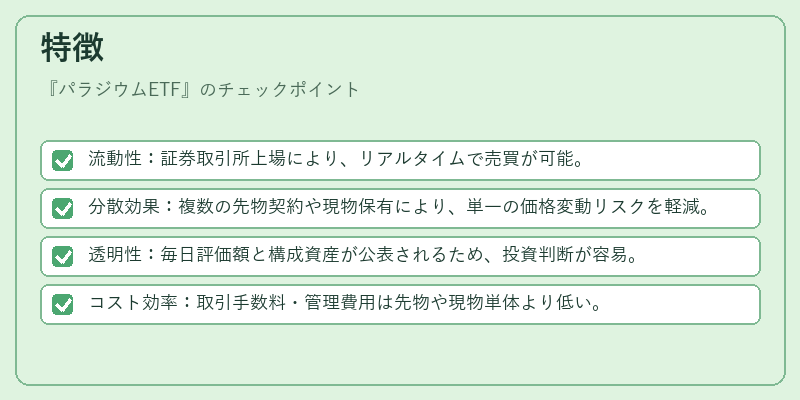 特徴（パラジウムETF）の図解