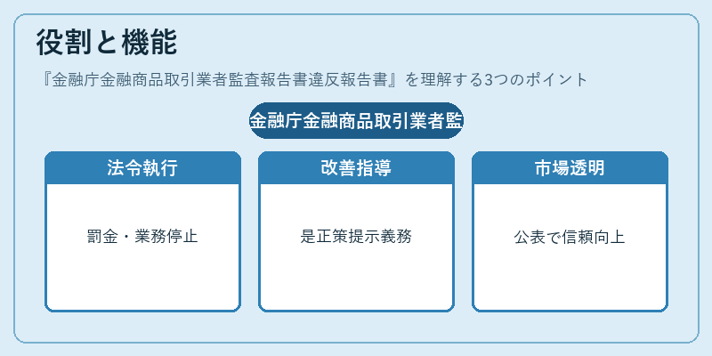 役割と機能(金融庁金融商品取引業者監査報告書違反報告書)の図解