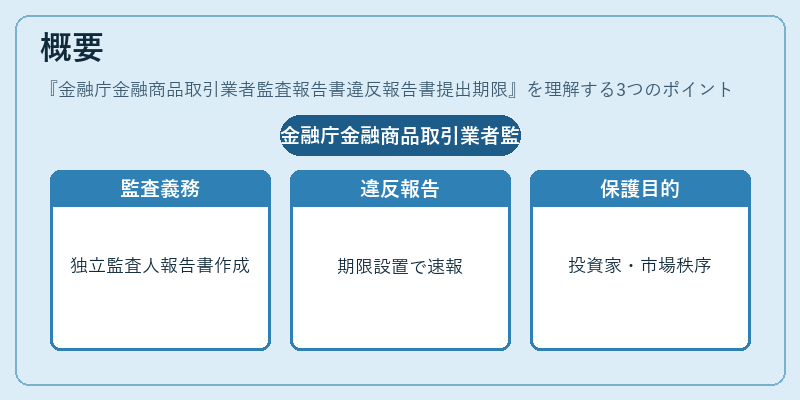概要（金融庁金融商品取引業者監査報告書違反報告書提出期限）の図解