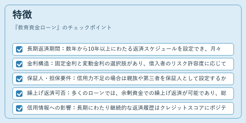 特徴（教育資金ローン）の図解