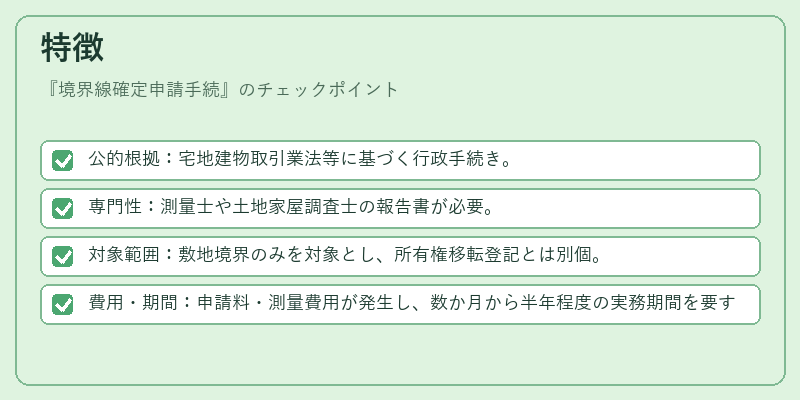 特徴（境界線確定申請手続）の図解