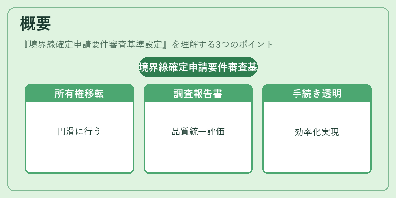 概要（境界線確定申請要件審査基準設定）の図解