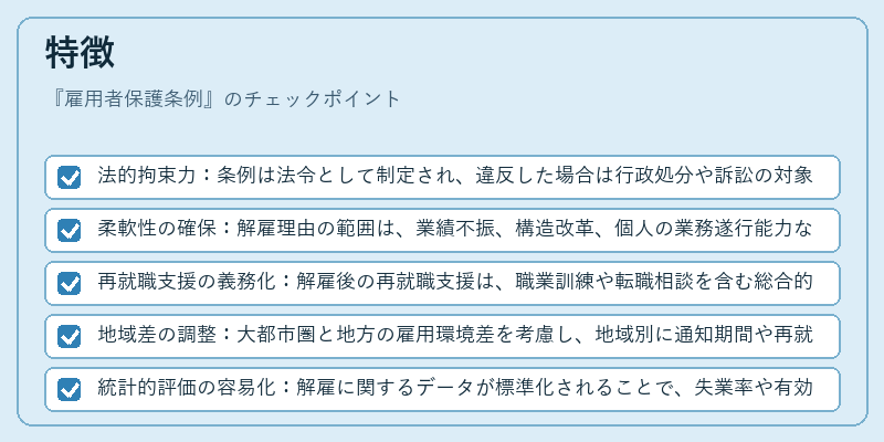 特徴(雇用者保護条例)の図解