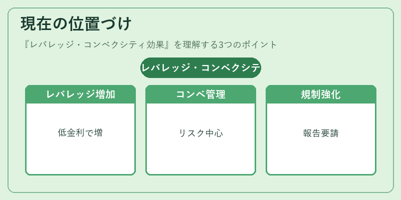 現在の位置づけ（レバレッジ・コンベクシティ効果）の図解