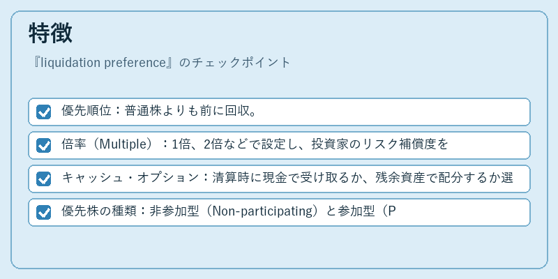 特徴（liquidation preference）の図解