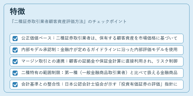 特徴（二種証券取引業者顧客資産評価方法）の図解