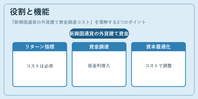 役割と機能（新興国通貨の外貨建て資金調達コスト）の図解