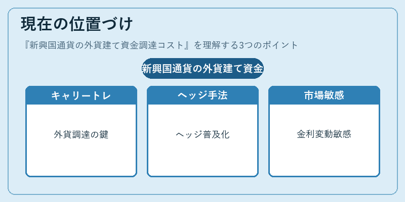 現在の位置づけ（新興国通貨の外貨建て資金調達コスト）の図解