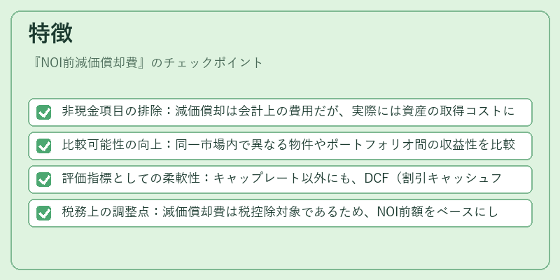 特徴（NOI前減価償却費）の図解
