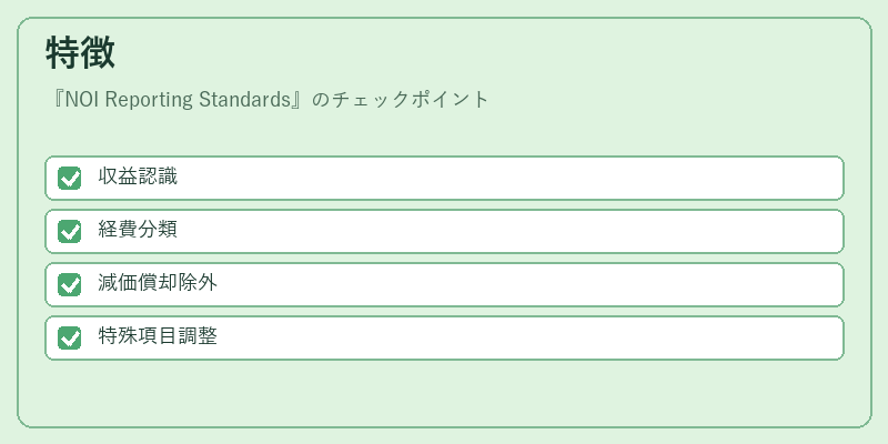 特徴（NOI Reporting Standards）の図解