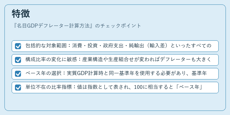 特徴(名目GDPデフレーター計算方法)の図解