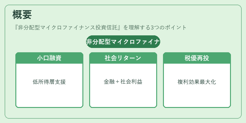概要（非分配型マイクロファイナンス投資信託）の図解