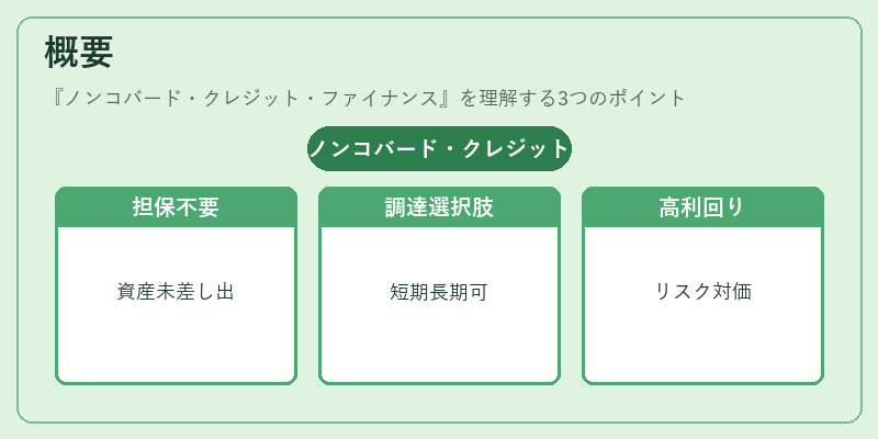 概要（ノンコバード・クレジット・ファイナンス）の図解