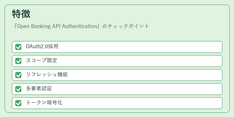 特徴（Open Banking API Authentication）の図解