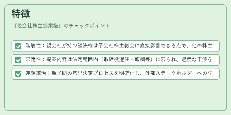特徴（親会社株主提案権）の図解