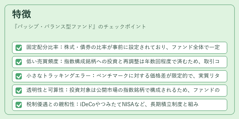 特徴（パッシブ・バランス型ファンド）の図解