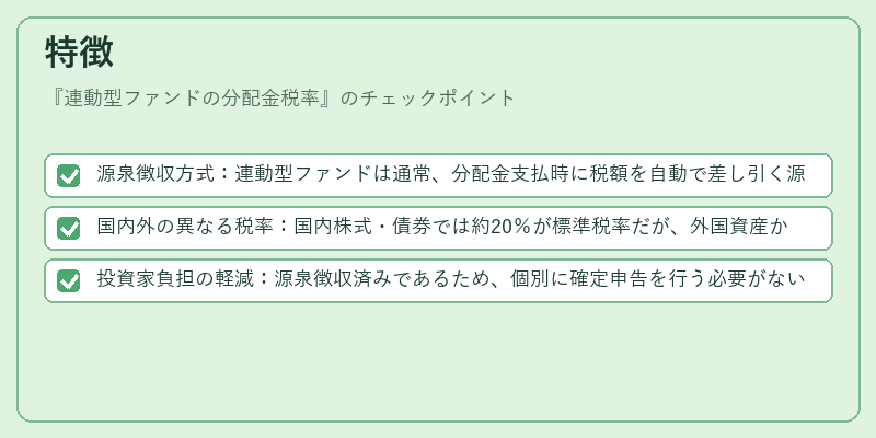 特徴（連動型ファンドの分配金税率）の図解