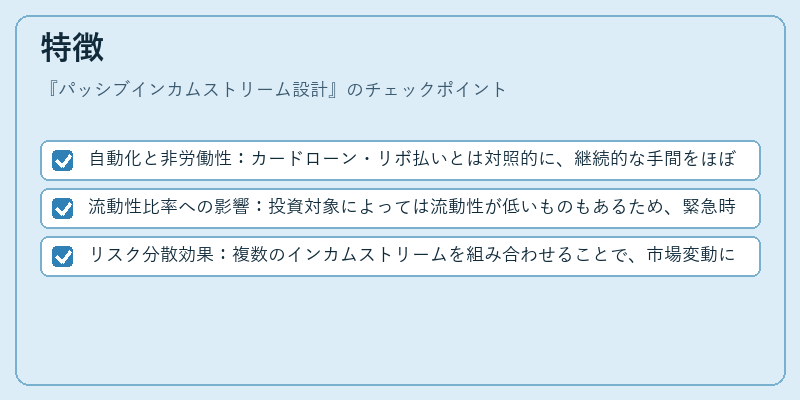 特徴(パッシブインカムストリーム設計)の図解