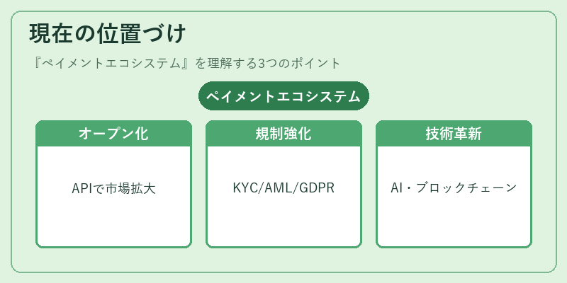 現在の位置づけ（ペイメントエコシステム）の図解