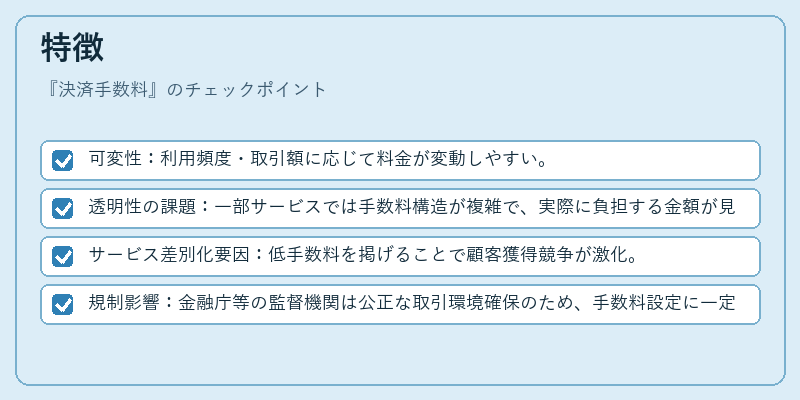 特徴（決済手数料）の図解