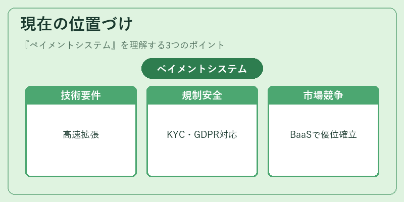 現在の位置づけ（ペイメントシステム）の図解