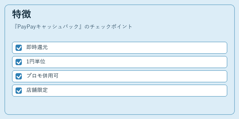 特徴（PayPayキャッシュバック）の図解