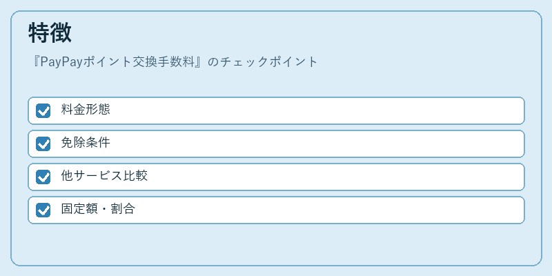 特徴（PayPayポイント交換手数料）の図解