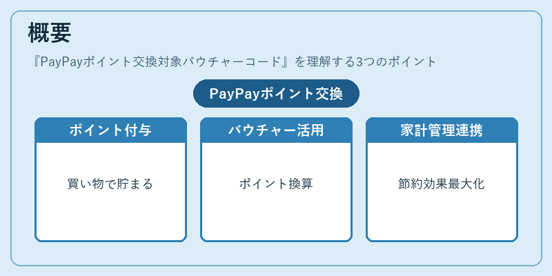 概要（PayPayポイント交換対象バウチャーコード）の図解