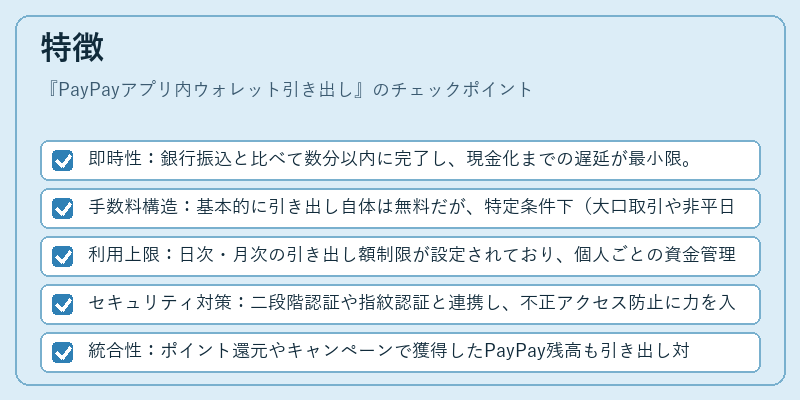 特徴(PayPayアプリ内ウォレット引き出し)の図解