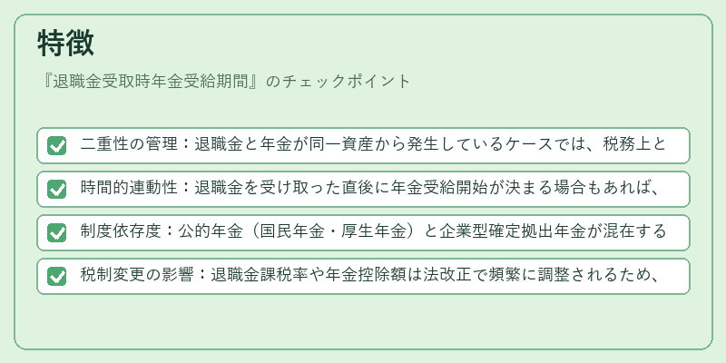 特徴（退職金受取時年金受給期間）の図解