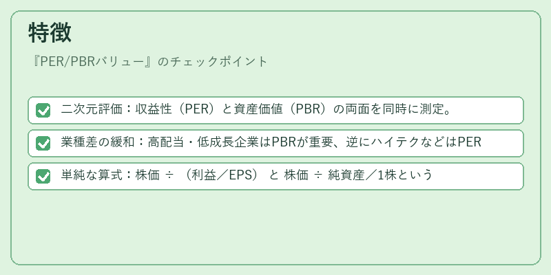 特徴（PER/PBRバリュー）の図解