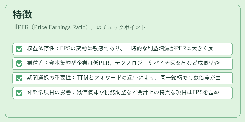 特徴（PER（Price Earnings Ratio））の図解