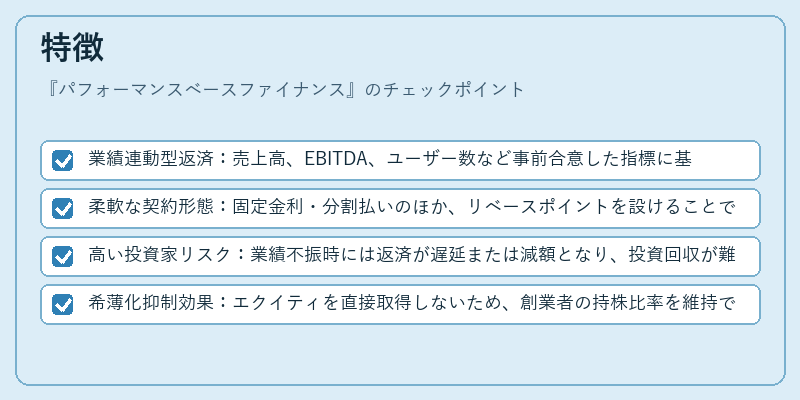 特徴（パフォーマンスベースファイナンス）の図解