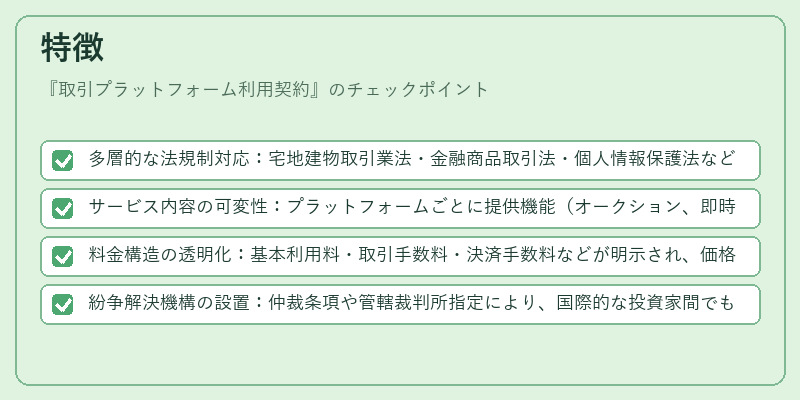 特徴（取引プラットフォーム利用契約）の図解