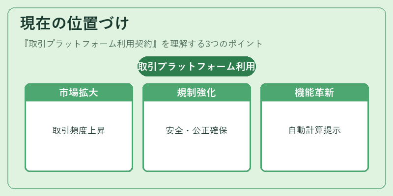 現在の位置づけ（取引プラットフォーム利用契約）の図解