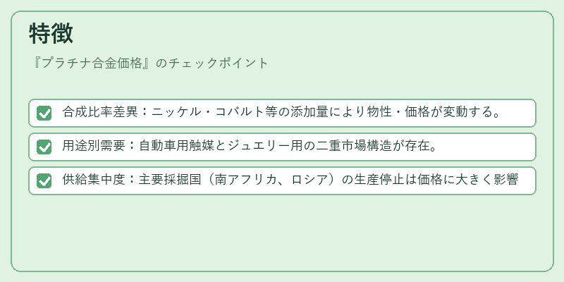 特徴（プラチナ合金価格）の図解