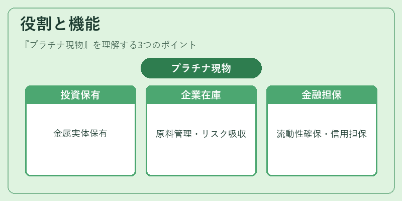 役割と機能（プラチナ現物）の図解