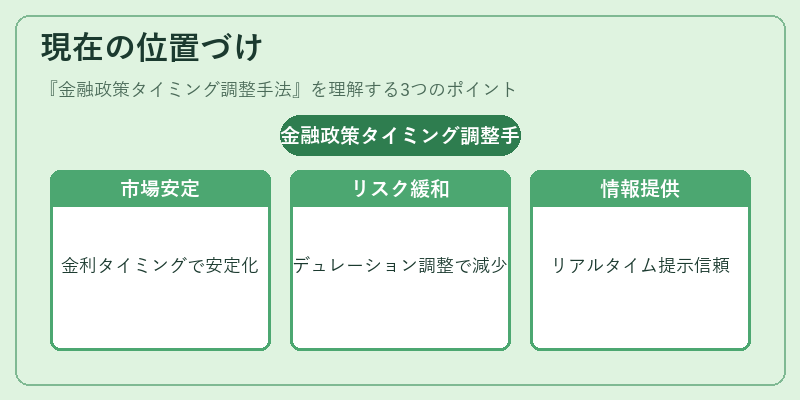 現在の位置づけ（金融政策タイミング調整手法）の図解