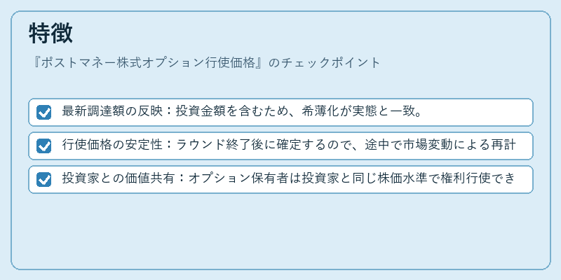 特徴（ポストマネー株式オプション行使価格）の図解