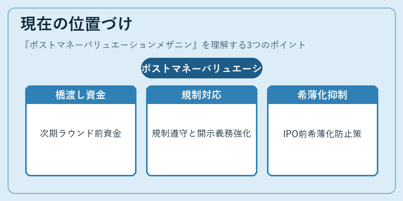 現在の位置づけ（ポストマネーバリュエーションメザニン）の図解