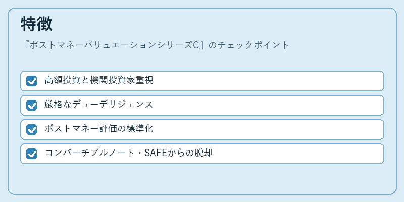 特徴(ポストマネーバリュエーションシリーズC)の図解
